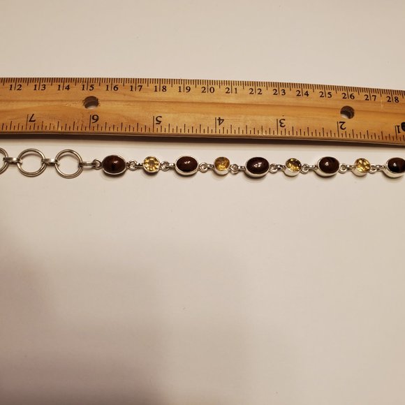 MAHOGANY  OBSIDIAN  &  CITRINE   STERLING  SILVER  BRACELET - Picture 5 of 5